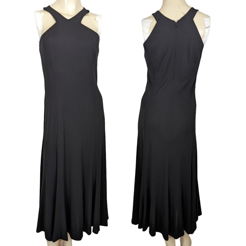 LAUREN RALPH LAUREN Cocktail Party Evening Criss Cross Black Midi Dress sz 4